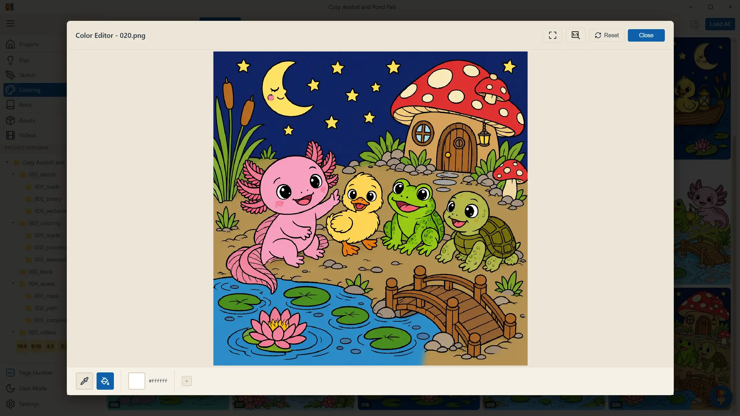 The Color Editor with eyedropper, paint bucket, and the palette swatch row